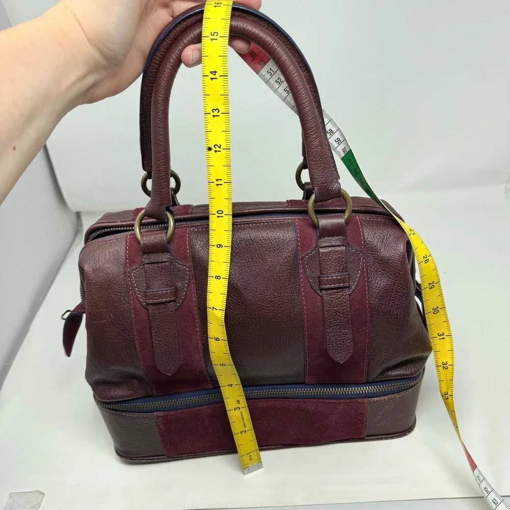 Schuler & Sons Anthropologie retro Burgundy Pebbled Leather Suede Doctor Bag
